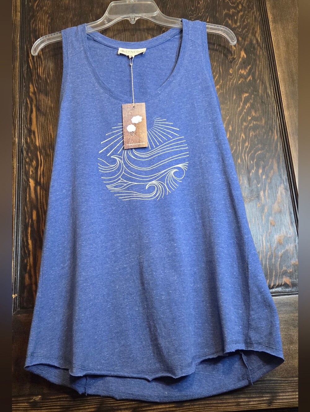 NWT Synergy Organic Blue Graphic Tank Top - Wave Circle Design